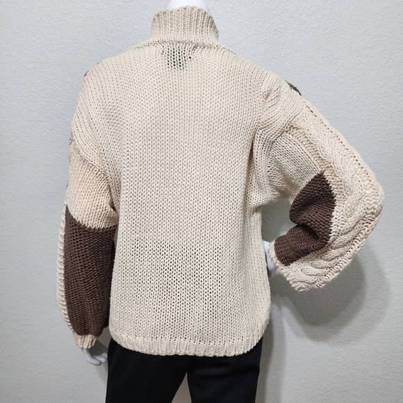 VNTG Counterparts Knitted by Hand Brown Mockneck Sweater Size S - Picture 4 of 11